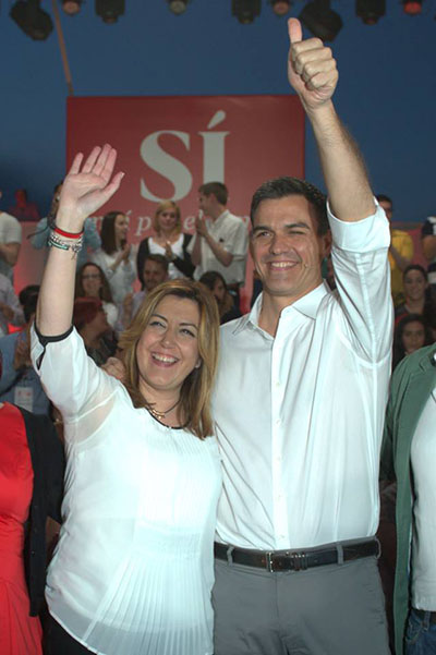 Susana Díaz y Pedro Sánchez en una imagen de campaña.
