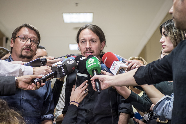 Pablo Iglesias declara ante los medios de comunicación. Foto: PODEMOS