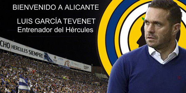 Cartel anunciador de la llegada de Tevenet al Hércules CF como entrenador. Foto: herculesdealicantecf.net