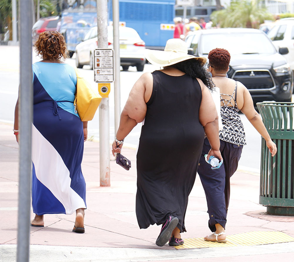 Mujeres obesas pasean por la calle. Foto: Pixabay