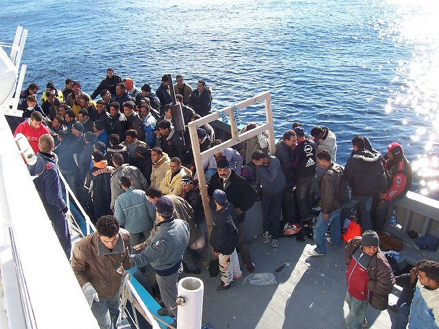 Inmigrantes llegados a Lampedusa. Foto: Flickr