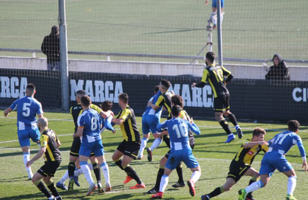 Momento del partido entre el Hércules CF y el Español B. Foto: Hércules CF
